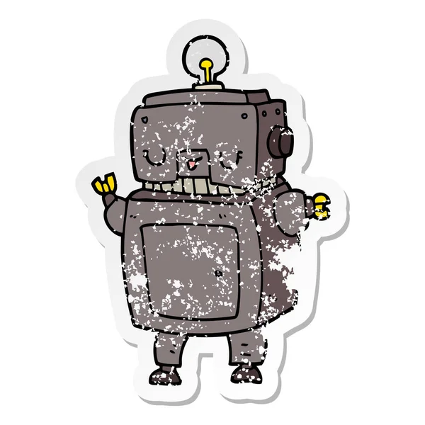 Pegatina Angustiada Robot Dibujos Animados — Vector de stock