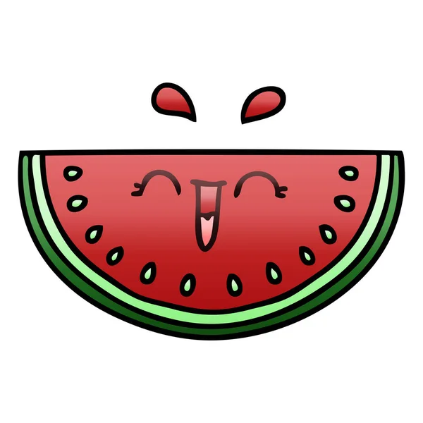 Skurrile Gradient schattierte Karikatur Wassermelone — Stockvektor