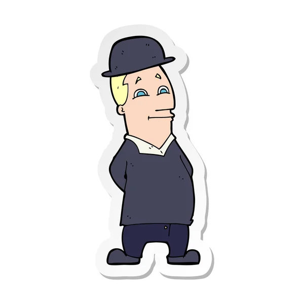 Sticker Cartoon Man Wearing Bowler Hat — Stock Vector