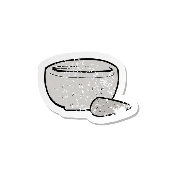 Retro Distressed Sticker Cartoon Pestle Mortar — Stock Vector