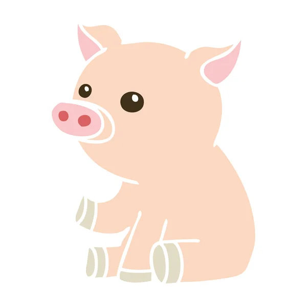 Peculiar dibujado a mano de cerdo de dibujos animados — Vector de stock