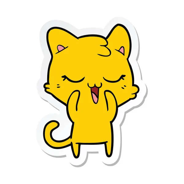 Sticker of a happy cartoon cat — Stock Vector