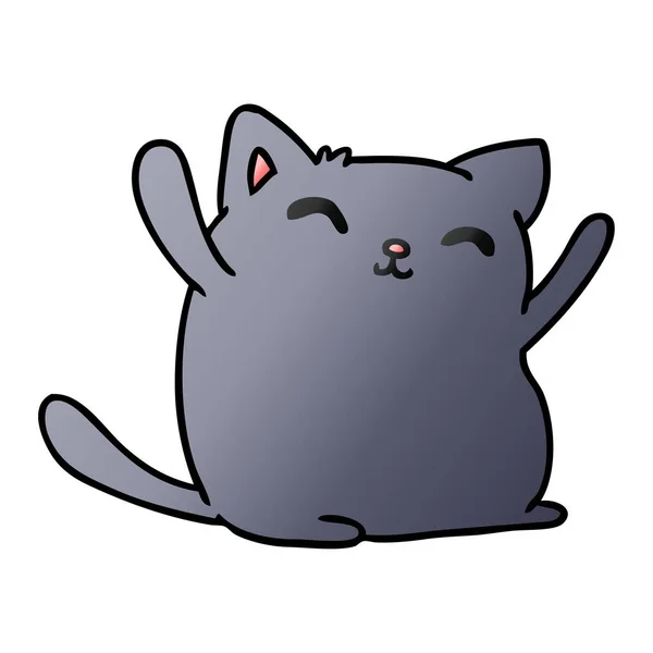 Kleurovergang cartoon van schattige kawaii kat — Stockvector