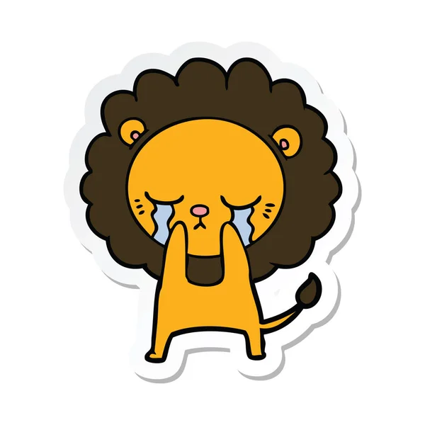 Klistermärke För Ett Gråtande Tecknad Lejon — Stock vektor