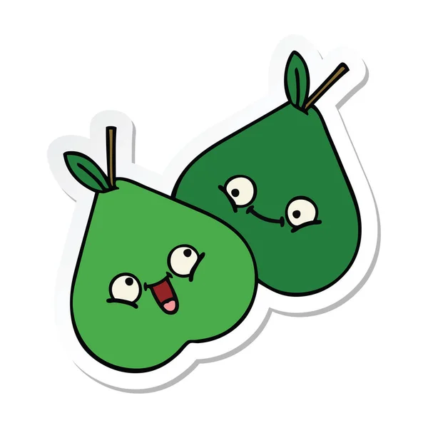 Sticker Cute Cartoon Pears — Stock Vector