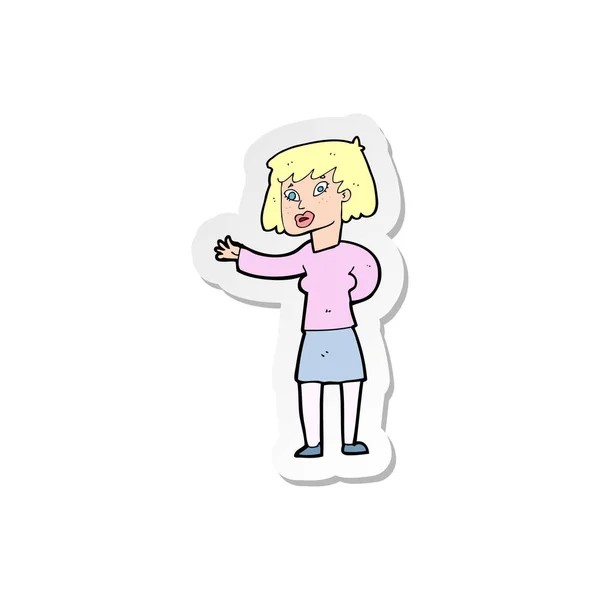 Sticker Van Vrouw Van Een Cartoon Uit Leggen — Stockvector