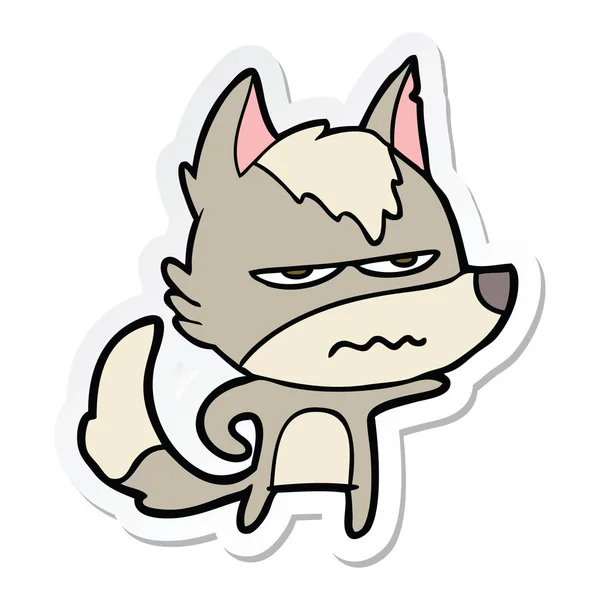 Sticker Van Een Cartoon Geërgerd Wolf — Stockvector