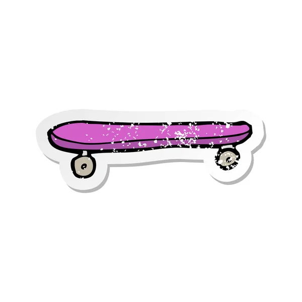 Retro adesivo angosciato di un cartone animato skateboard — Vettoriale Stock