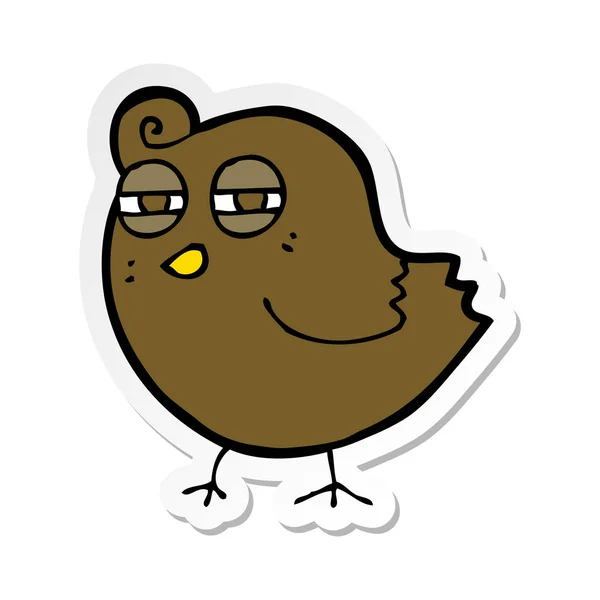 Sticker of a funny cartoon bird — Stock Vector