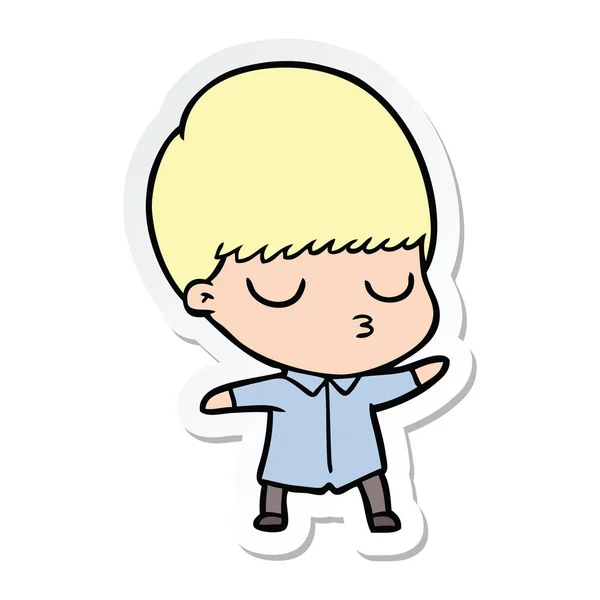 Sticker van een cartoon rustige jongen — Stockvector