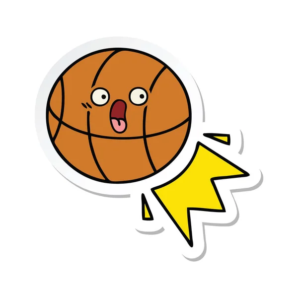 Sticker Cute Cartoon Basketball — Stock Vector