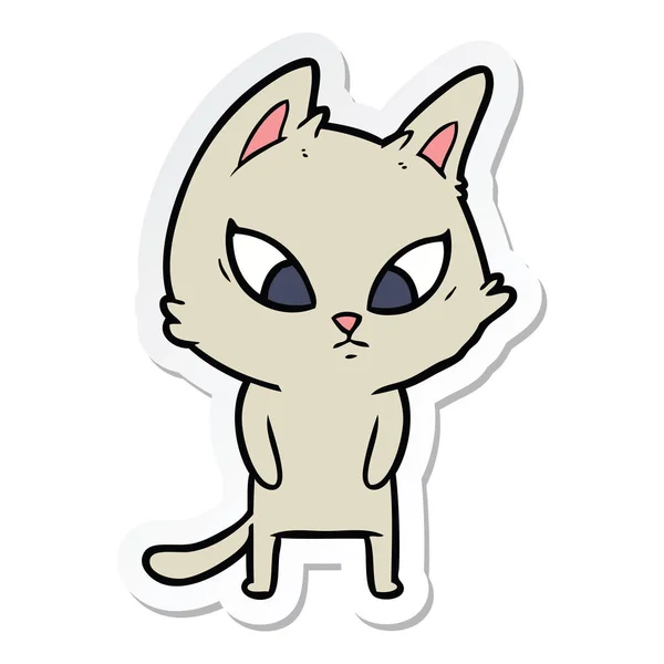 Samolepka Kočka Zmatená Karikatura — Stockový vektor