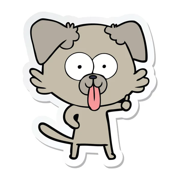 Sticker Cartoon Dog Tongue Sticking Out — Stock Vector