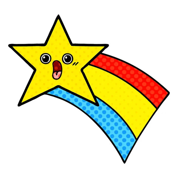 Comic Book Stijl Cartoon Van Een Schietpartij Regenboog Ster — Stockvector