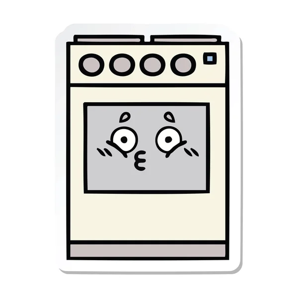 Pegatina Lindo Horno Cocina Dibujos Animados — Vector de stock