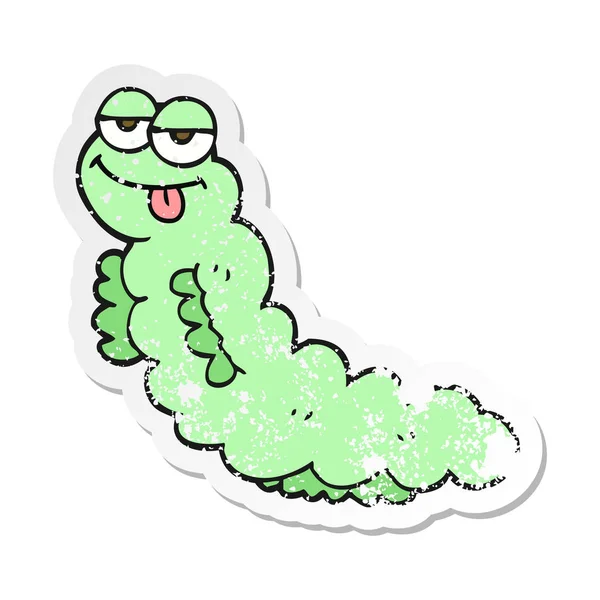 Retro Distressed Sticker Cartoon Caterpillar — Stock Vector