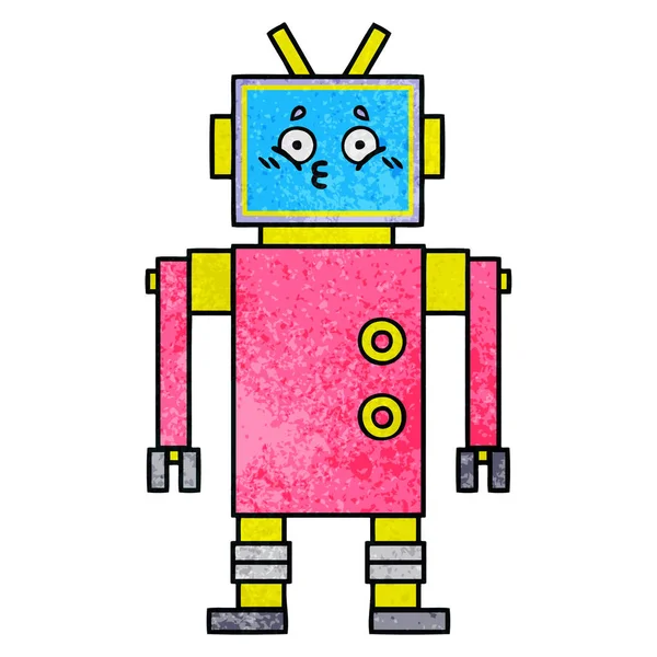 Retro Grunge Textúra Rajzfilm Egy Robot — Stock Vector