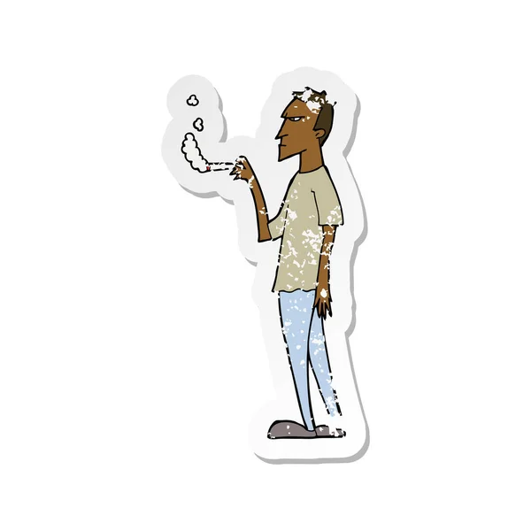 Retro zoufalý nálepka kreslený naštvaný kuřák — Stockový vektor