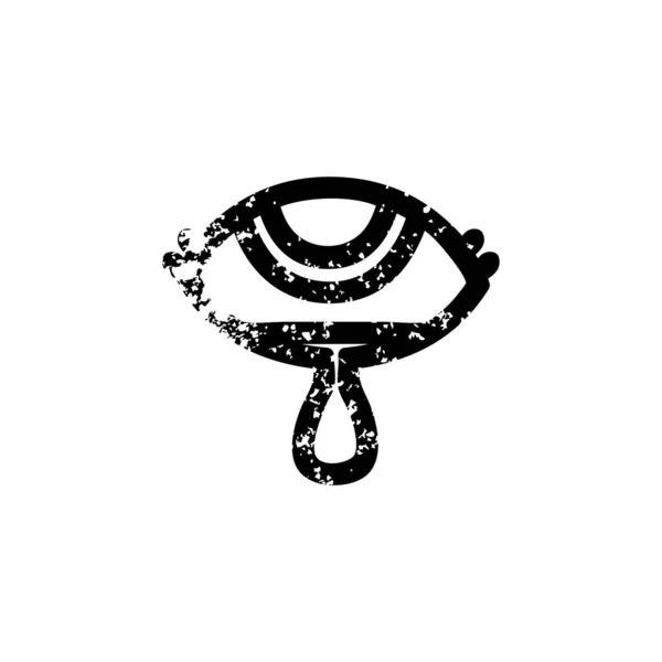 Crying eye distressed icon — Stock Vector