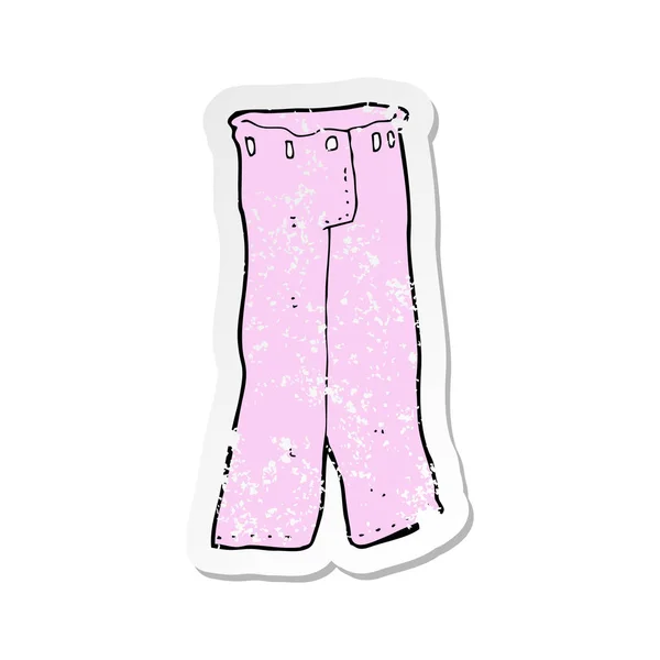 Pegatina Retro Angustiado Par Dibujos Animados Pantalones Color Rosa — Archivo Imágenes Vectoriales