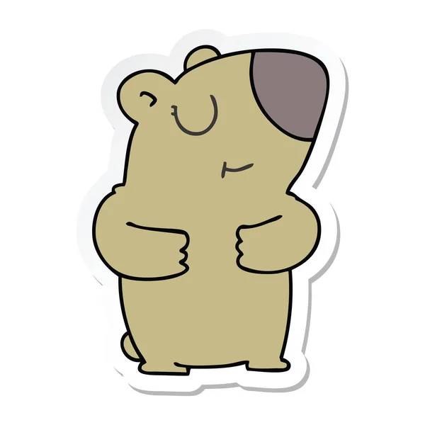 Aufkleber Eines Skurrilen Handgezeichneten Cartoon Bären — Stockvektor
