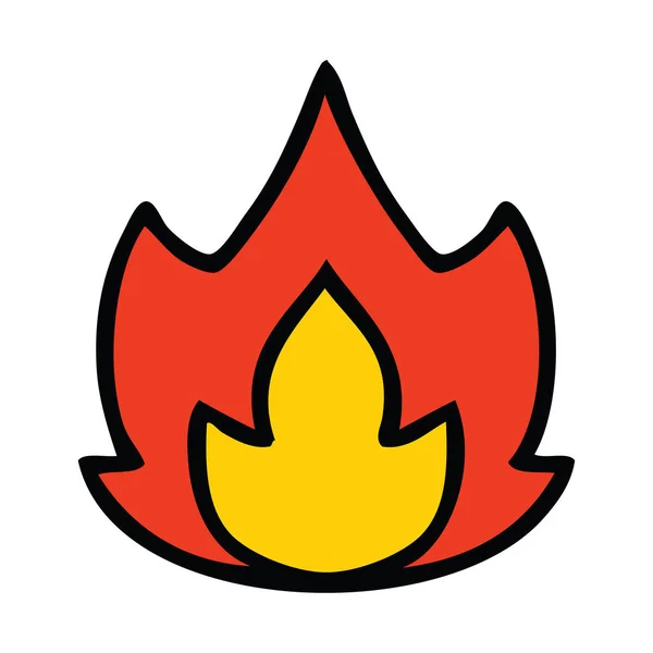 Lindo Dibujo Animado Fuego — Vector de stock