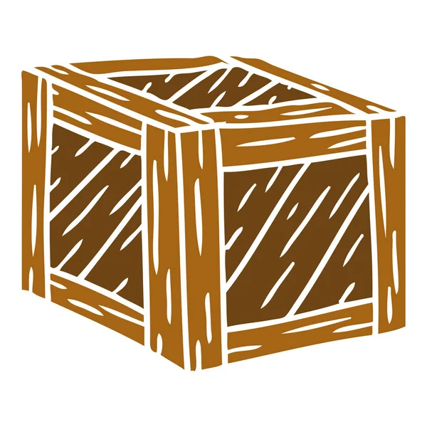 Hand Drawn Cartoon Doodle Wooden Crate — Stock Vector