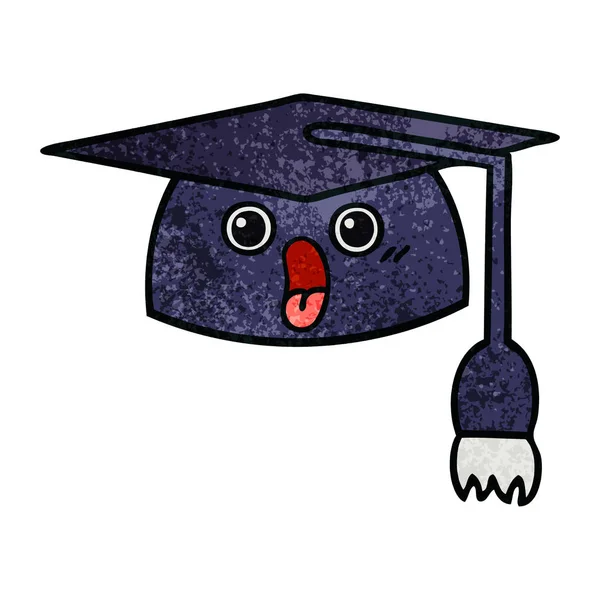 复古格格纹理卡通毕业帽子 — 图库矢量图片