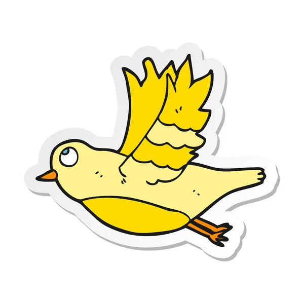 Sticker van een cartoon vogel met het vliegen — Stockvector