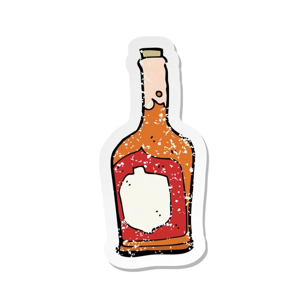 Ретро Стресова Наклейка Мультяшної Пляшки Рому — стоковий вектор