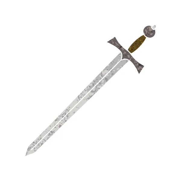 Peculiar espada de dibujos animados estilo retro ilustración — Vector de stock
