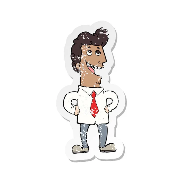 Retro Distressed Sticker Cartoon Businessman — Stock Vector