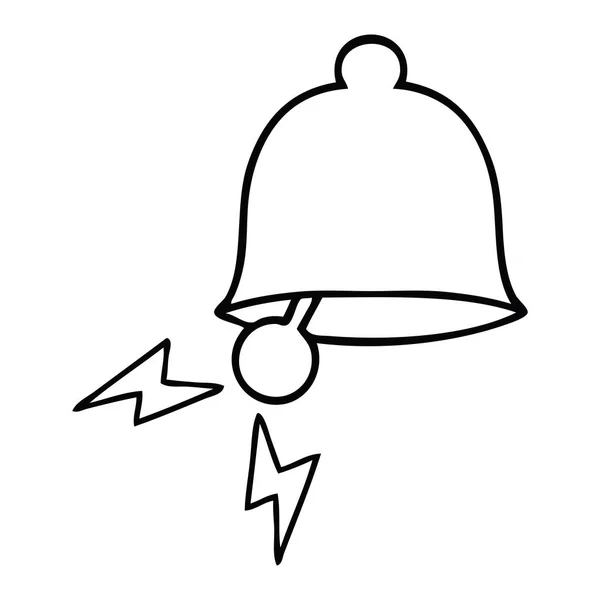 Línea dibujo dibujos animados timbre campana — Vector de stock