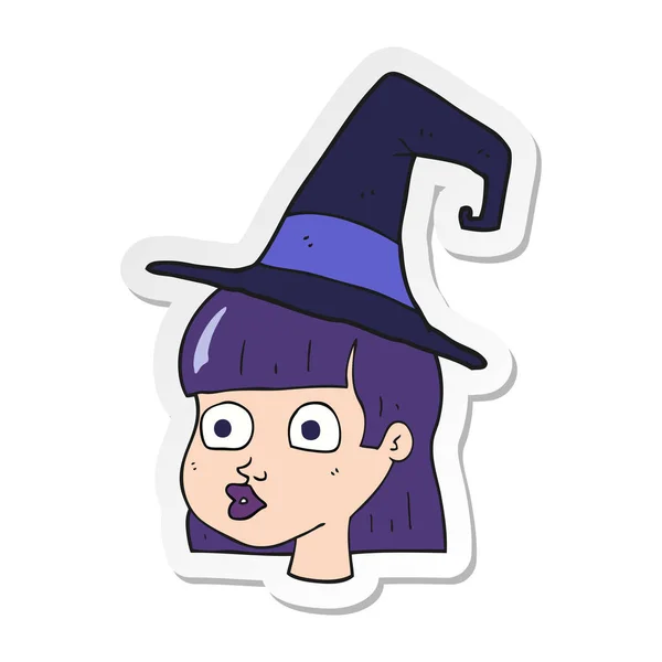 Sticker Cartoon Witch — Stock Vector