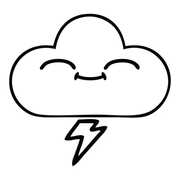 Dibujo Línea Dibujos Animados Una Nube Tormenta — Vector de stock