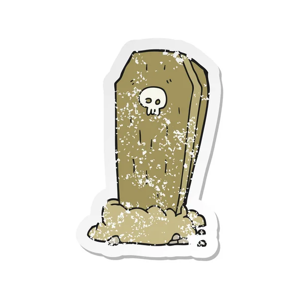 Retro Distressed Sticker Cartoon Spooky Coffin — Stock Vector