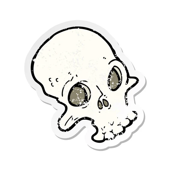 Etiqueta Angustiada Retro Crânio Assustador Dos Desenhos Animados —  Vetores de Stock