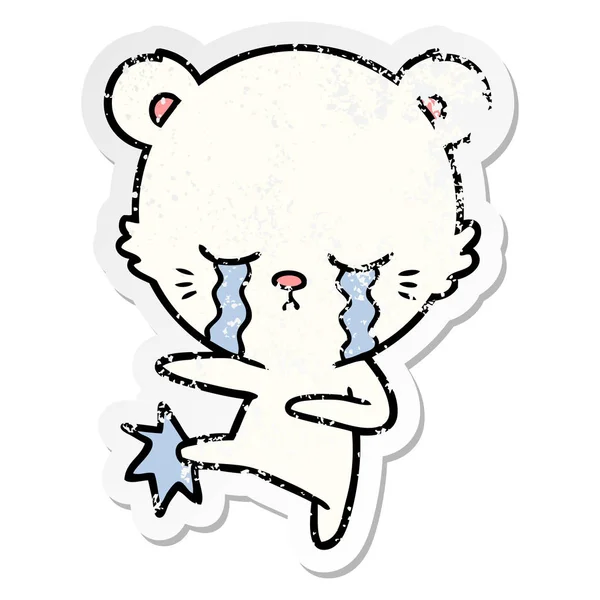 Стресовий Наклейка Плаче Мультяшний Полярний Ведмідь Викидає — стоковий вектор