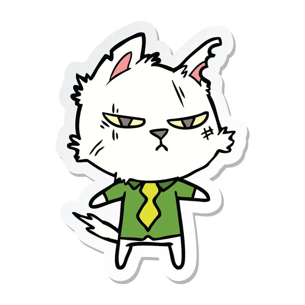 Pegatina Gato Dibujos Animados Duro Camisa Corbata — Vector de stock