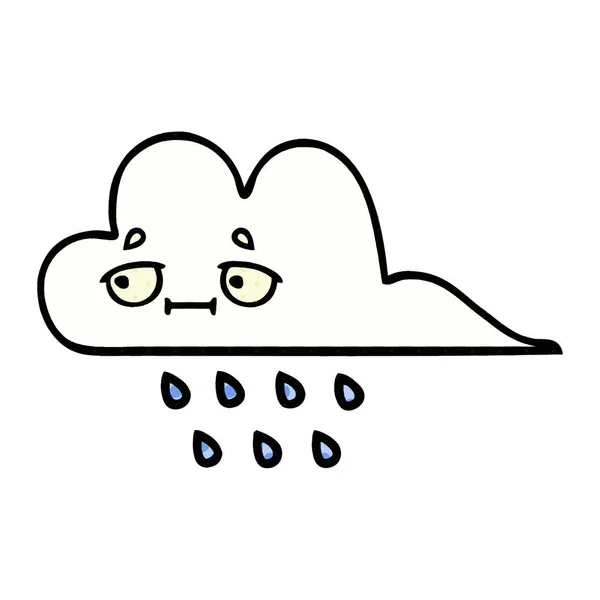 Cómic estilo de dibujos animados nube de lluvia — Archivo Imágenes Vectoriales