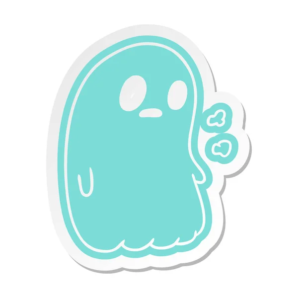 Pegatina de dibujos animados de un fantasma lindo kawaii — Vector de stock