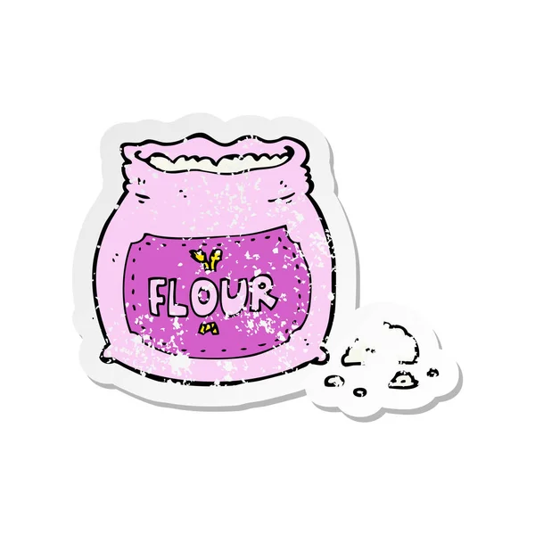 Retro distressed sticker of a cartoon pink bag of flour — Stock Vector
