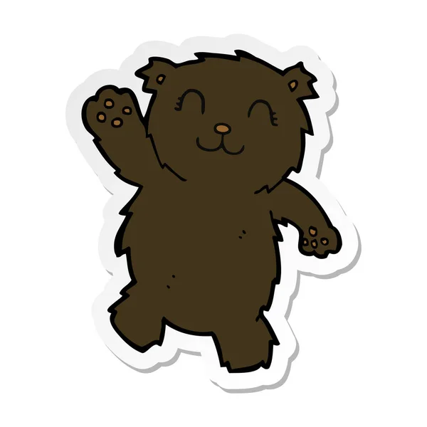 挥舞着黑熊的卡通贴纸 — 图库矢量图片
