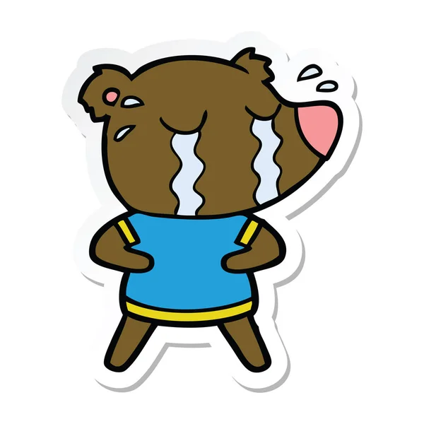 Sticker of a cartoon crying bear — Stock Vector