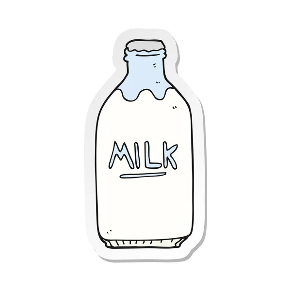 Sticker Cartoon Milk Bottle — Stock Vector