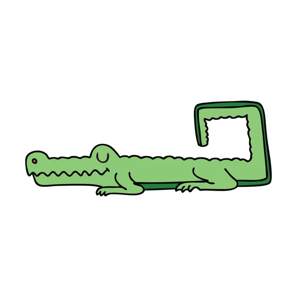 Eigenzinnige hand getekend cartoon krokodil — Stockvector