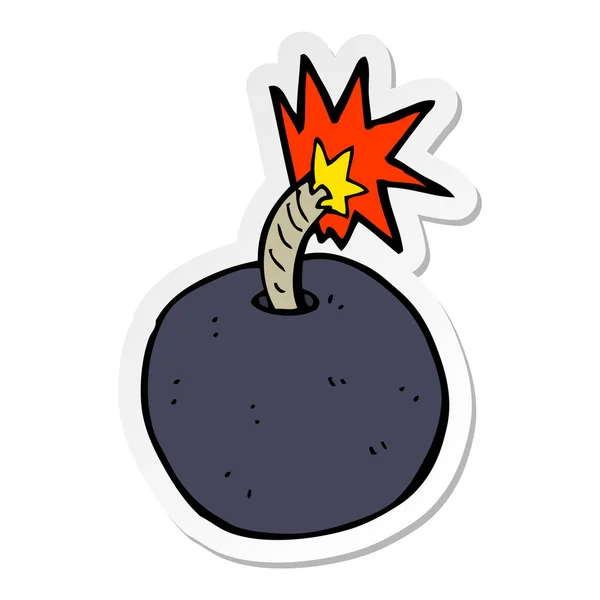 Sticker of a cartoon burning bomb — Stock Vector