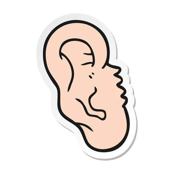 Pegatina de un oído humano de dibujos animados — Vector de stock