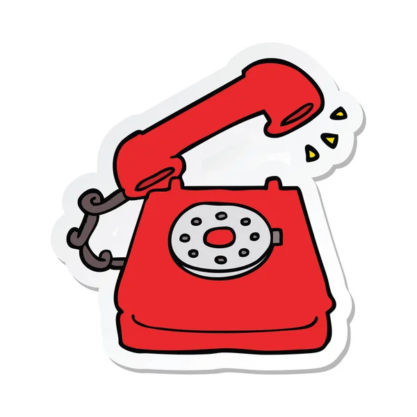 Sticker Cartoon Old Telephone — Stock Vector