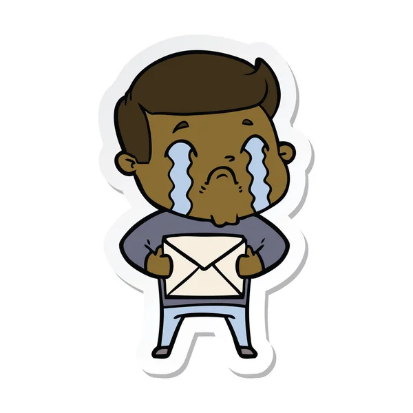Sticker Cartoon Man Crying — Stock Vector